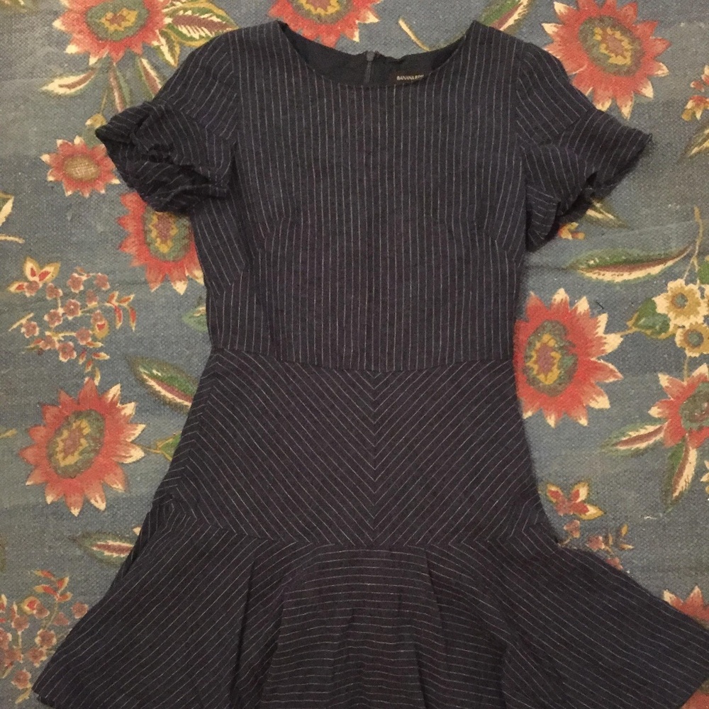 Banana Republic Navy Pinstripe Fit & Flare Dress